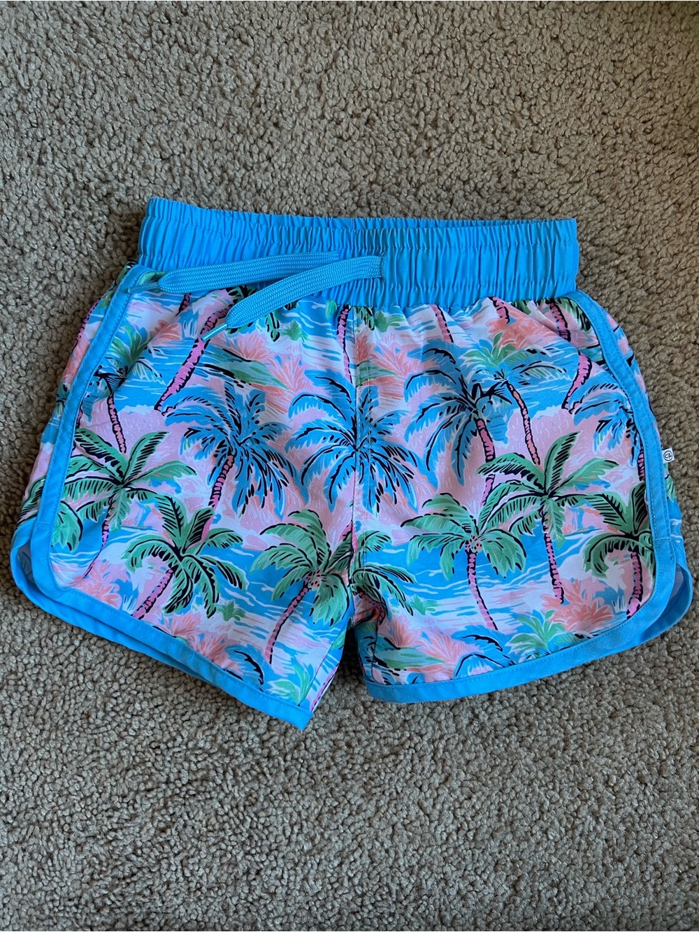 Caden Lane Blue Tropical Palm Athletic Shorts